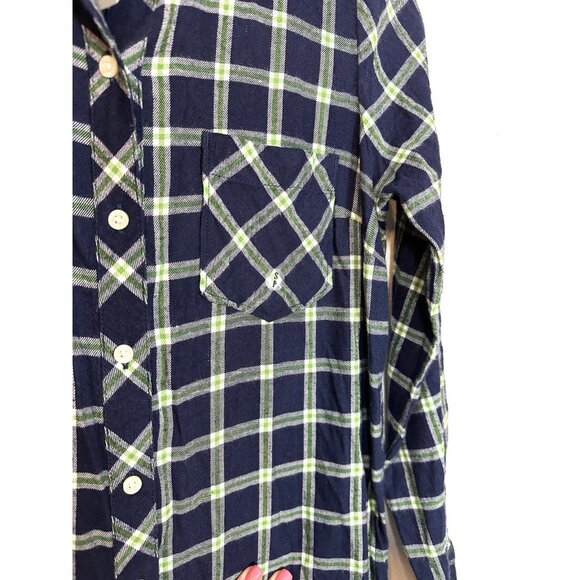 Aerie Women's Plaid Button Front Long Sleeve Romper Size Small NWT Blue Green - Picture 6 of 13